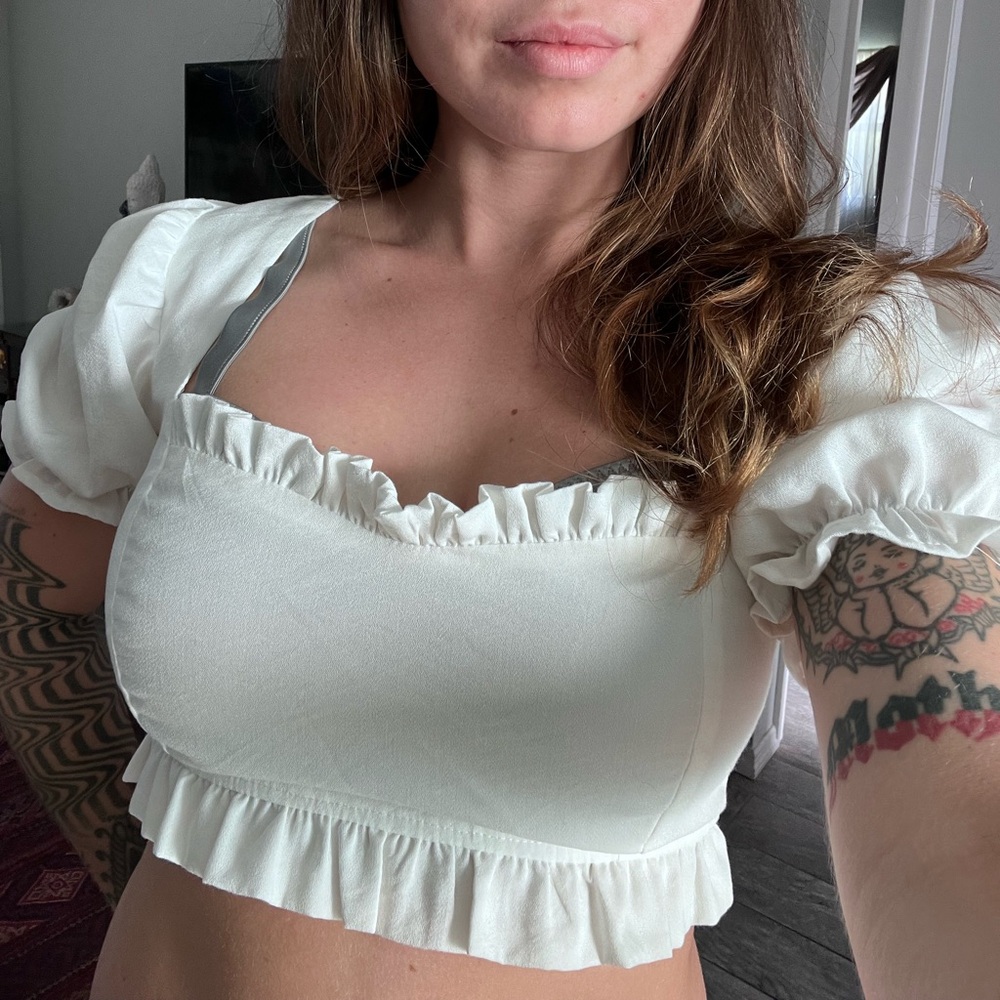 Dolls kill white frilly crop top